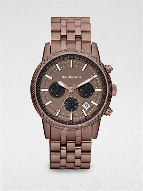 brown michael kors watch mens|Michael Kors black chronograph watch.